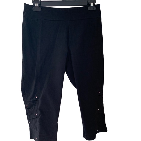 EURO Classic Black Crop Pants with Rhinestones 2 - Picture 1 of 4